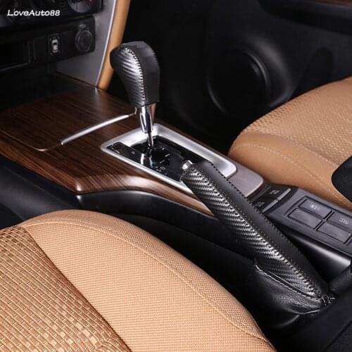 Car Leather Gear Shift Knob Cover Handbrake Sleeve Collars For Toyota Fortuner 2016 2017 2018 2019 2020 Car Interior Accessories