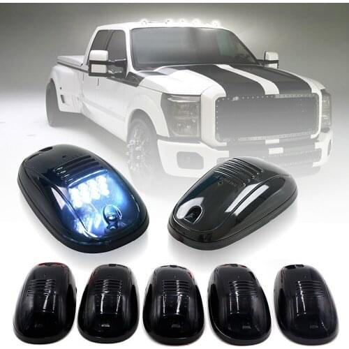 Liplasting 5pcs/set White 12-LED Front&Rear Holes Marker Lights Smoked Cover Car Lights For DODGE RAM 2003-2016