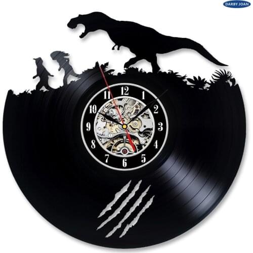 Saat Jurassic Park Theme Vinyl Record Wall Clock Christmas Gift dial vision