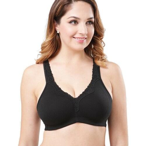 Cotton Non Padded Black Bra Underwear Full Large Cup Seamless Wirefree Thin Women Bras Plus Size Bras C D E F G H I