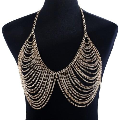 Stylish Bra Jewelry Women Sexy Charm Gold Color Chest Bikini Body Chain Beach Jewellery