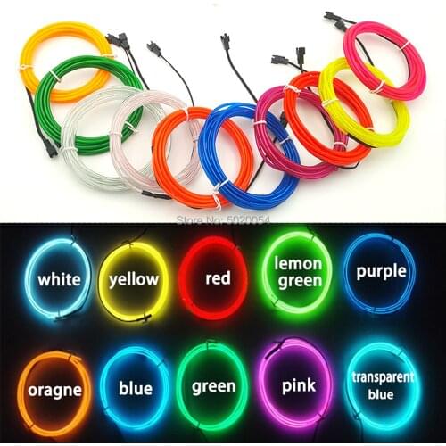 GZYUCHAO EL 2.3mm Neon Light Stage Costume Decor Light Neon LED lamp Flexible EL Wire Rope Tube
