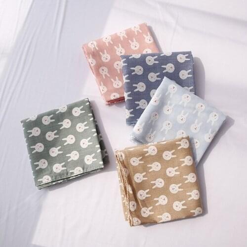 Yishine 42*42cm Cute Children scarf Lovely Rabbit Printed Cotton Boy Girls Small Square Scarf Spring Summer Decoration for Kids