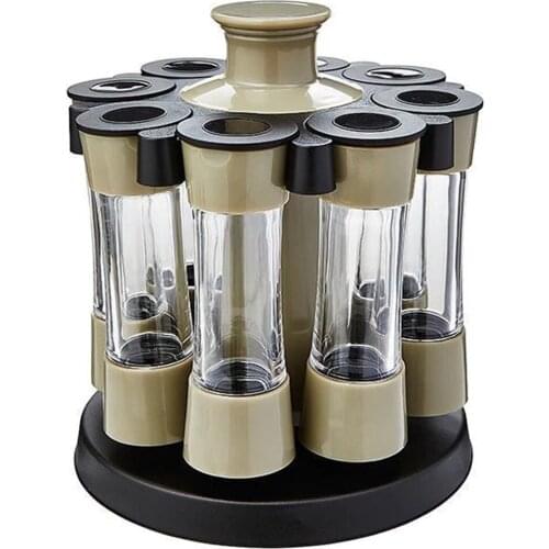 Multi-Purpose 360 Rotating Rack Seasoning Jar for Kitchen Spices Pepper Salt Coffee Sugar Sealed Container Tools 8Pcs/Set