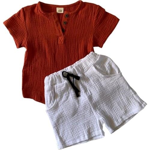 Fashion Children Clothes Set Linen Kids T shirt Tops Shorts Pants 2Pcs Set summer Boys Girls Clothing Suit soft beach