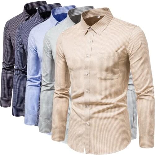 Striped Men Shirts Casual Slim Fit Long Sleeve Clothing Business Dress Male Shirts Classic Button striped men shirts