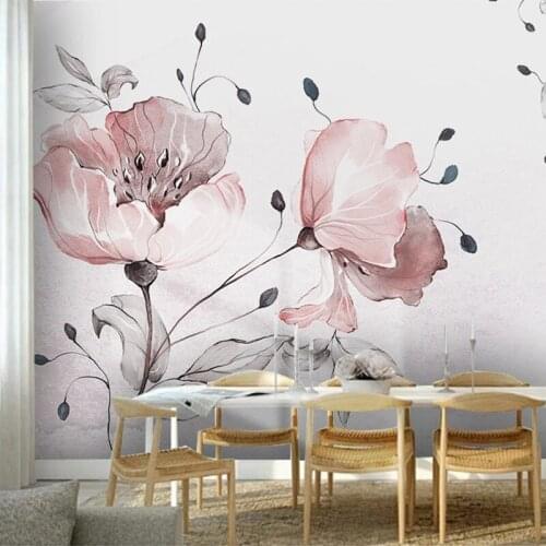 Custom Wall Mural Waterproof Canvas Wallpaper Hand Painted Floral Flowers Art Wall Painting Living Room Bedroom Background Paper