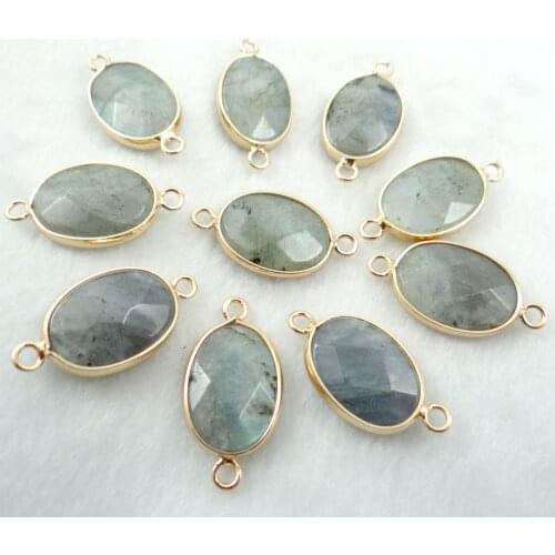 Natural stone labradorite Turquoises Quartz crystal Bracelet Connector Pendant for diy Jewelry making necklace Accessories12PCS