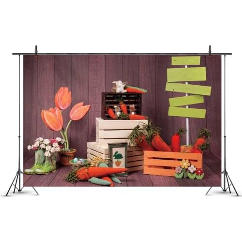 Flowers and Carrot Holiday Photography Background Photo Booth Studio Decor