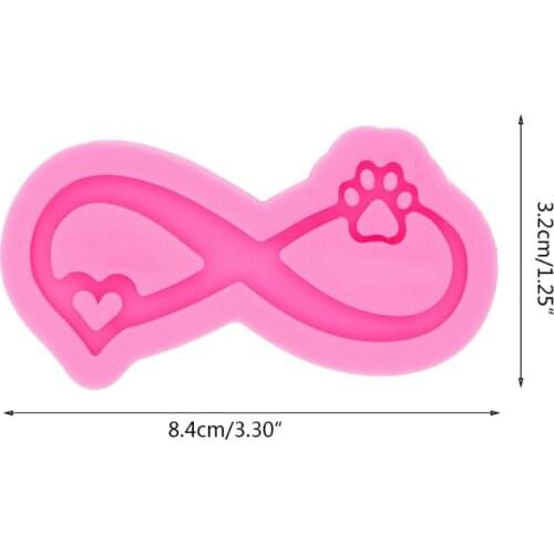 R58E Love Ribbon Bear Paw Keychain Epoxy Resin Mold Necklace Pendant Silicone Mould DIY Crafts Jewelry Casting Tools