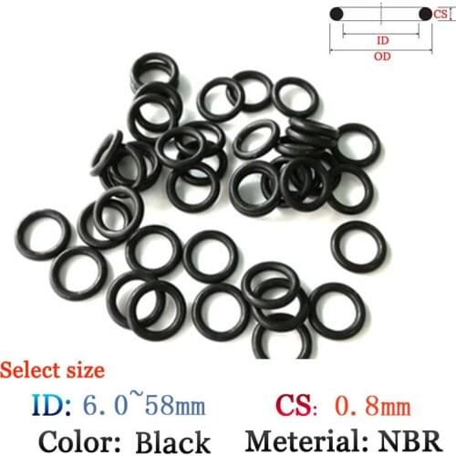 Rubber O-Ring CS 0.8m Fluoro Washer Seals Plastic gasket Silicone ring film oil and water seal gasket NBR material black O-Ring