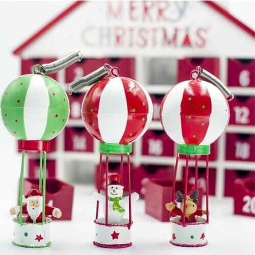 Christmas Decoration Santa Claus Snowman Elk in Hot Air Balloon Xmas Tree Hanging Pendant Ornament