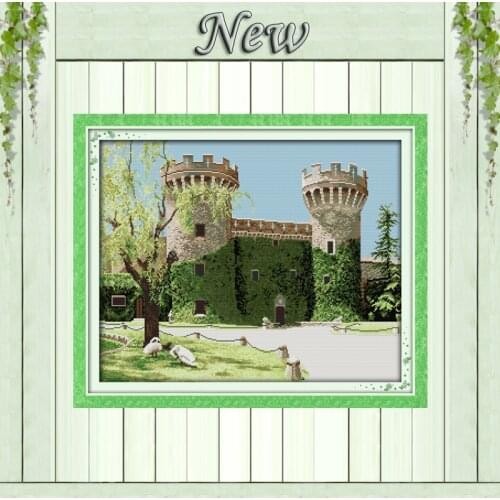 Rural old castle,Counted Printed on canvas DMC 11CT 14CT Cross Stitch kit,needlework Set DIY embroidery,Europe building Scenery