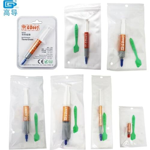 Net Weight 1/3/7/15/30 Grams Syringe with Bag Packaging GD007 Thermal Conductive Grease Paste Compound Heat Sink for CPU LED BAS