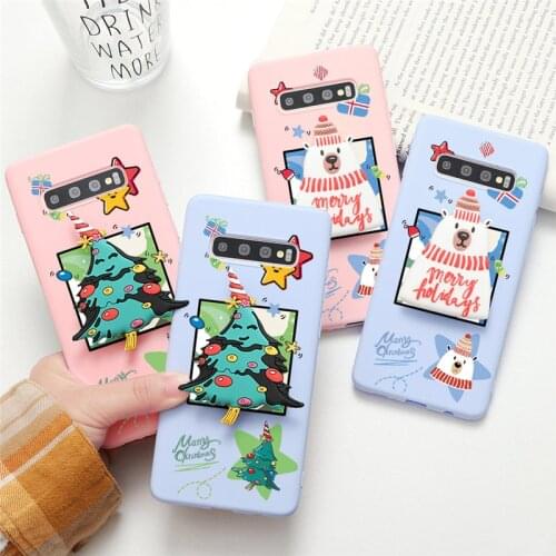 Christmas Bear Tree Silicone Stand For Samsung Galaxy A51 A71 A21S A31 A10 A11 A20 A20E A30 A40 A50 A70 S8 S9 S10 S20 Plus Case