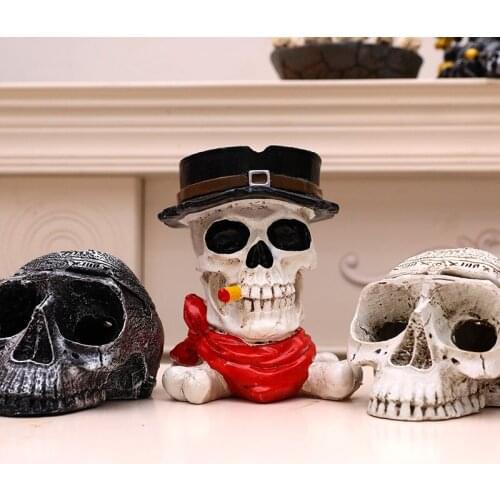 Halloween Skull Ashtray Statues and Sculptures Resin Ashtray Carnival Party Party Gifts Bar KTV Decoration Props Cigar Ashtray
