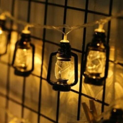 Led Light Garland Ramadan Festival Retro Kerosene Lamp Strings Home Decorative Light for Bedroom Party Coffee House Garden