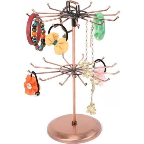 Vintage 2 Tiers Jewelry Rotating Hanging Display Organizer Bracelet Necklace Rack