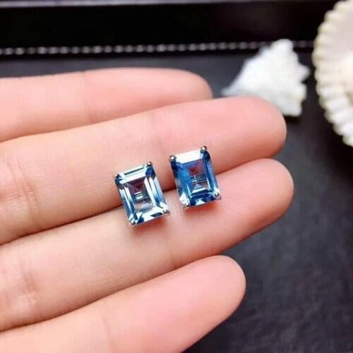 Original, novel and unique design, personality, square topaz earrings, elegant charm, creative vintage silver jewelry