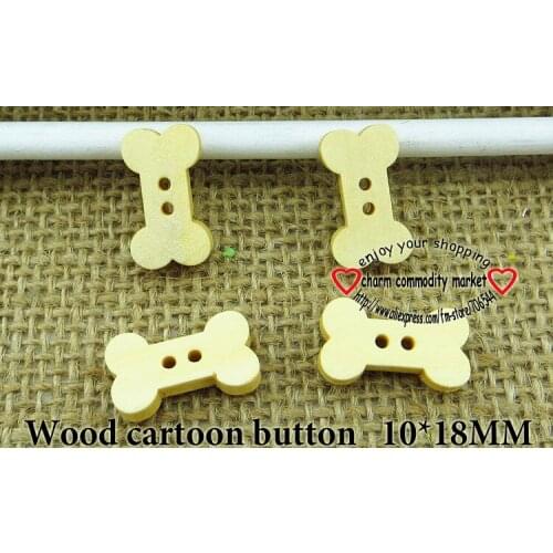 100PCS 10*18MM wood Bone button cartoons buttons coat boots sewing clothes accessories WCB-114