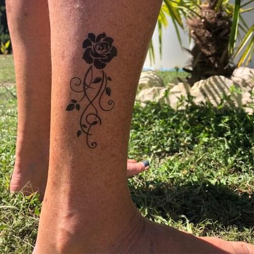 2Sheets Waterproof Temporary Tattoo Sticker Flower Rose Flash Tattoos Black Henna Body Art Arm Fake Tatoo Women Men