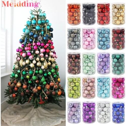 24/34pcs Glitter Christmas Tree Balls Xmas Party Hanging Ornaments Christmas Decoration for Home Kerst Decoratie Bolas Navidad