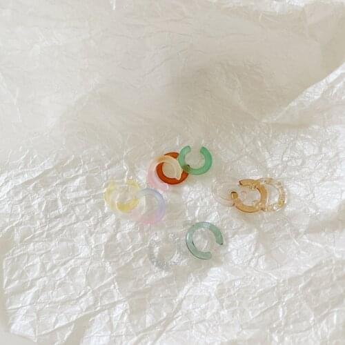 3pcs/set 2021 Korea Transparent Geometric Round Ear Cuff Stackable Simple C-shape Ear Clip Earrings for Women Wedding Jewelry