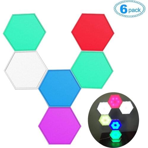 6pcs/set Colorful RGBW USB DIY Quantum Led Wall Lamp Splicing Hexagonal LED Light Touch Control Wall Honeycomb Lamps
