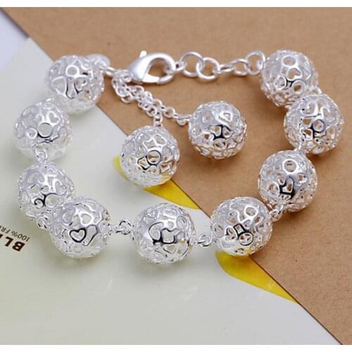 925 jewelry silver plated jewelry bracelet fine fashion hollow ball bracelet top quality wholesale and retail SMTH088