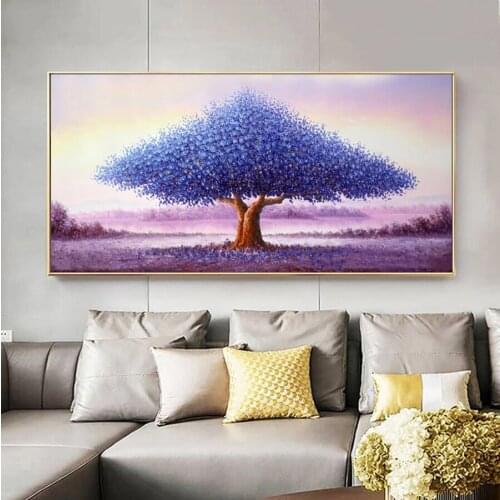 Full 5d Diamond Painting New Arrivals Purple Flower Tree Landscape Diamond Embroidery Cross Stitch Rhinestones Mosaic A1240