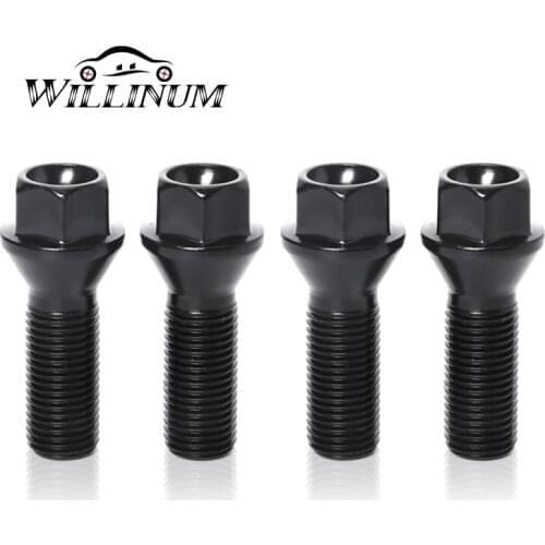 Car Wheel Lugs Bolts For BMW F10 F11 F30 F32 E60 E90 G30 Nuts Stud Screws M12 x 1.5 M14 x 1.5 M14 x 1.25 Black Metal Screw Nut