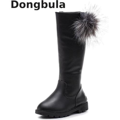 Girls Boots For Autumn Winter Fur Children Boots Plus Velvet Warm Girls Shoes High Mid-calf Boots Kids Schoo Lfashion Boots
