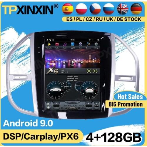 Carplay Tesla 128G Radio 2 Din Stereo Control Android For Mercedes Benz Vito 2016 2017 2018 2019 GPS Player Auto Audio Head Unit