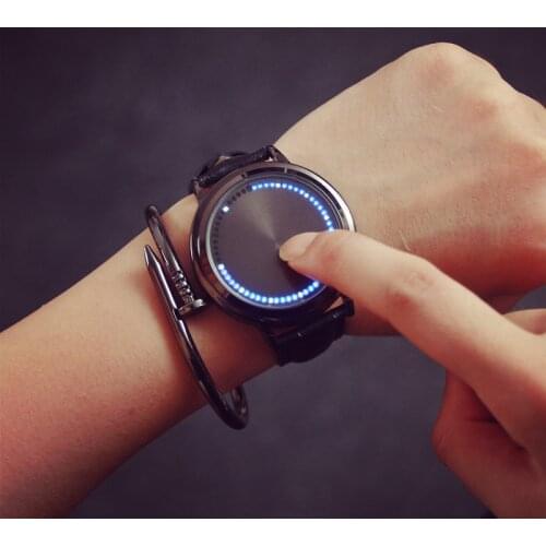 Fashion Led Watch Touch Screen Watch Men Creative Dot Matrix Blue Light Led Watch Electronic Watch Couple Watches Reloj Hombre