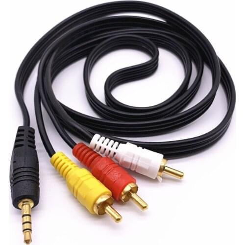 3.5mm To 3RCA AV A V TV Video Cable Cord Lead for Samsung Video Camera Camcorder