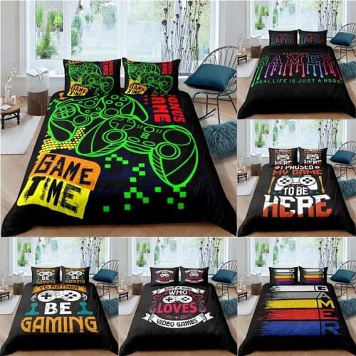 2/3pcs 3D Digital Gamer Print Bedding Set Gamepad Cartoon Quilt Cover With Pillowcase US/EU/AU Size Twin Double Full Queen King