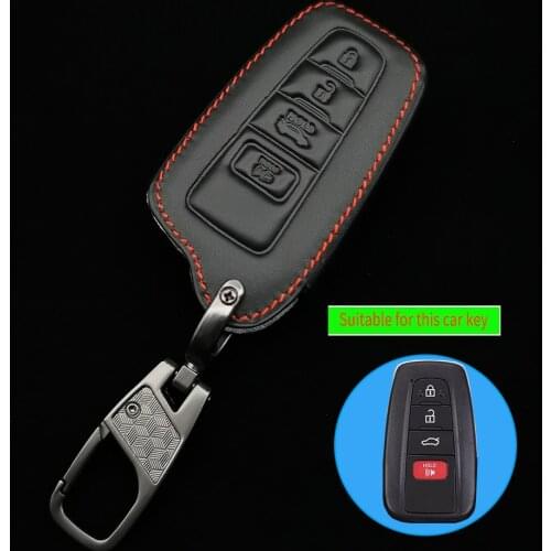 4 Buttons Leather Car Key Cover For Toyota Chr C-Hr Land Cruiser 200 Avensis Auris Corolla Rav4 Prius Prado Camry Crown Yaris