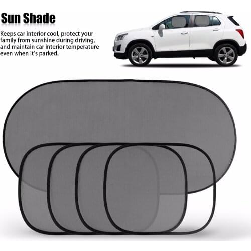 5 Pcs Car Window Glass Sun Shade Black Mesh Cover Windshield Rear Side Sunshade Visor Block