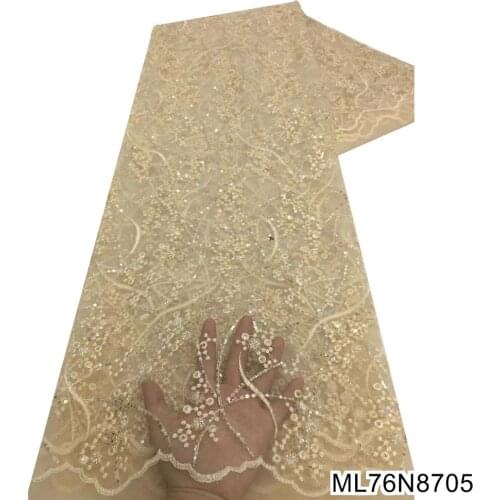 BEAUTIFICAL Sequins Fabric Lace High Quality Tulle Lace Fabric Luxury Embroidery Nigeria Lace Fabric For Wedding Dress ML76N87