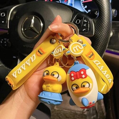 Creative Cartoon Spaceman Keychain Doll Space Duck School Bag Pendant Car Key Chain Ring Ornament Small Gift