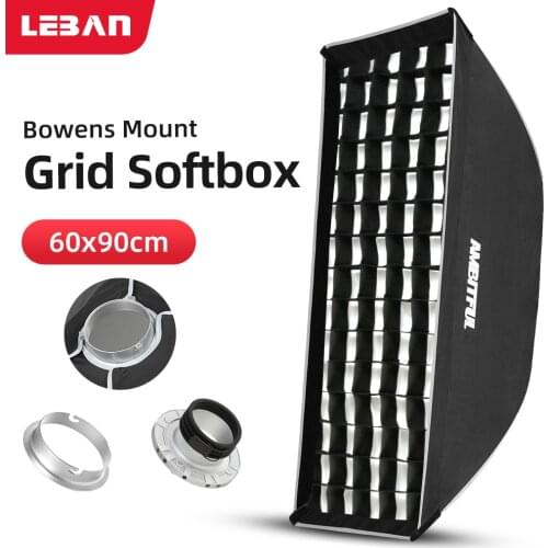 AMBITFUL 24"x 35" 60 x 90cm Honeycomb Grid Softbox with Bowens or Profoto or Elinchrom Mount for Studio Strobe Flash Light