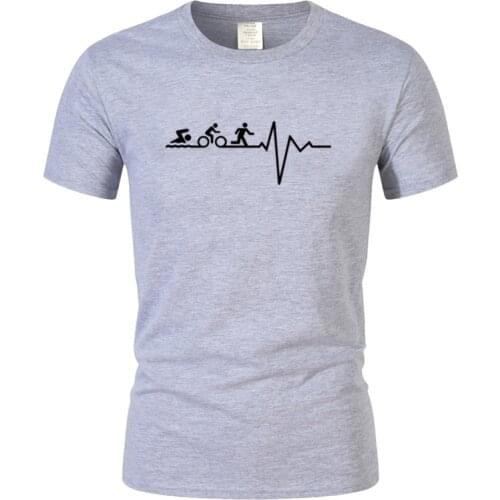 Summer Heartbeat Cool Loose Harajuku T Shirt Men Casual O-Neck Cotton Triathlon T-Shirts Man Camisetas Gift Funny Top Tee sx-3XL