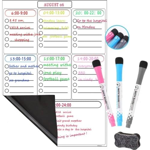 3 Pen Magnetic Weekly Planner Whiteboard for Fridge,Dry Erase Boards Calendar Family Meal Planner Memo Board Shopping List