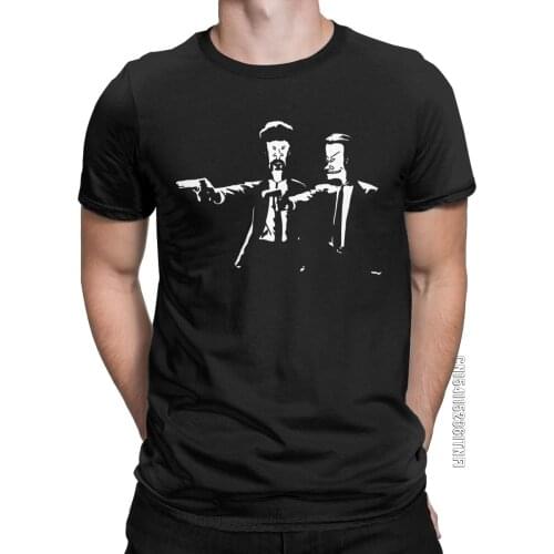 Beavis & Butthead Pulp Fiction T-Shirt Men Cool 100% Cotton Tees Crew Neck Classic Short Sleeve T Shirt Plus Size Clothes