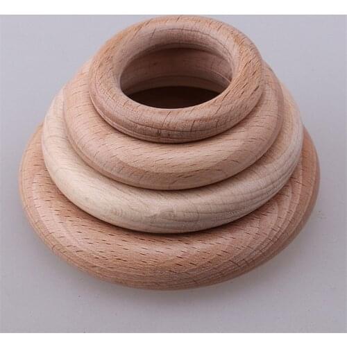 NEW DIY Natural Unfinished Beech Wooden Circles Rings Connectors Natural Beech Wood Lead-Free Jewelry cuentas de madera 40-80mm