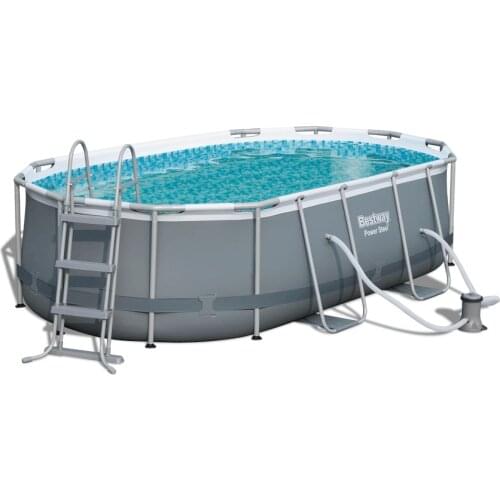 56620 Bestway 4.27m X 2.50m X 1.00m Power Steel Oval Pool Set 14' X 8'2" X 39.5" Oval Shape Frame Pool Equipped With Pump,Ladder