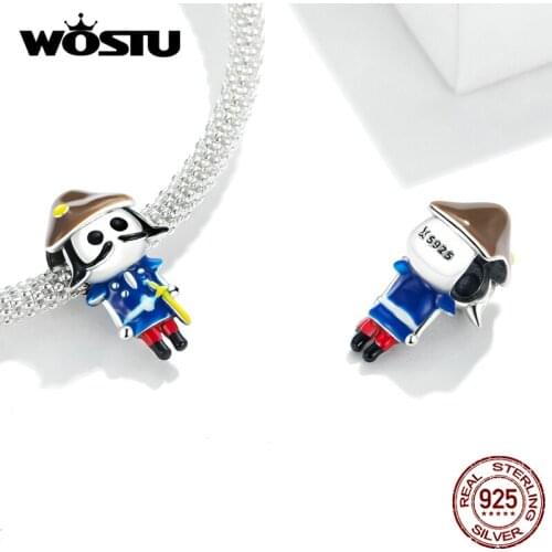 WOSTU Genuine 925 Sterling Silver Wedding Little Guar Metal Charm for Original Women Silver Bracelet DIY Jewelry Making BKC1639