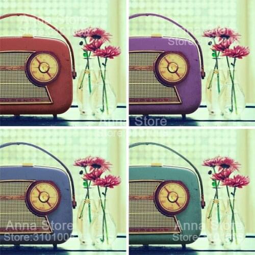 Full Square Round Drill 5D DIY Diamond Painting Retro radio 3D Embroidery Cross Stitch Mosaic Rhinestone Home Decor Gift