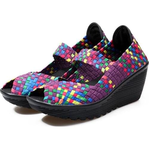 Spring Women Sandals Platform Shoes Women Summer Woven Shoes Flat Wedge Shoes Woman Multi Colors Ladies Shoes