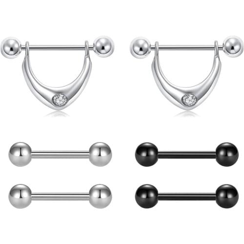 Nipple Shield Barbell Mens Nipple Ring Short Nipple Punk Style Nipple Ring Mens Stainless Stell Nipple Piercing Jewelry